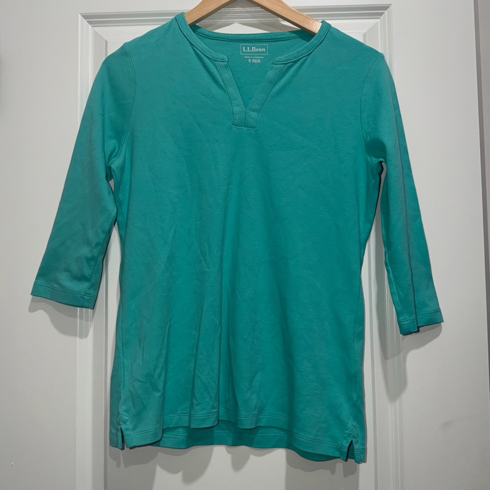 L. L. Bean Teal Women’s 3/4 Length Sleeve Tunic Top size Small‎